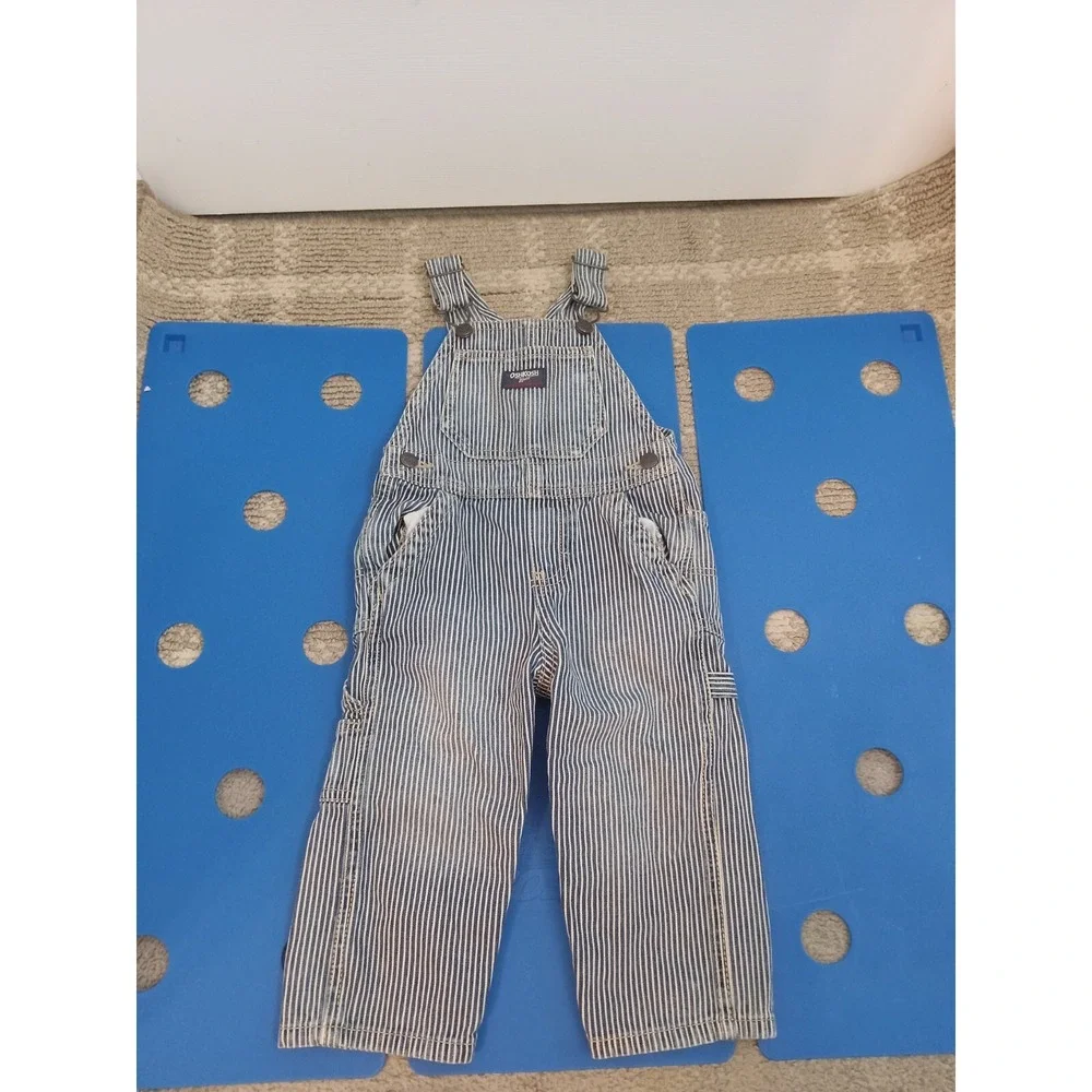 Osh Kosh B'Gosh Vestbak boy girl 18 Months Railroad Engineer Striped Bib Overall